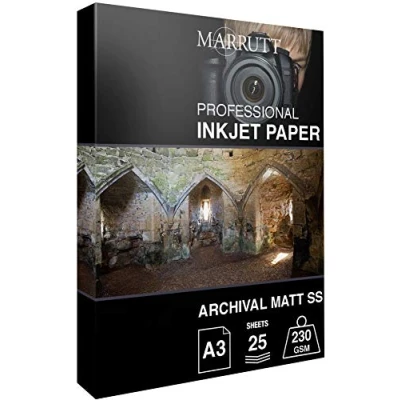 Image of Marrutt 230gsm Archival Matt Single Sided Inkjet Photo Paper: A3 25 Sheets