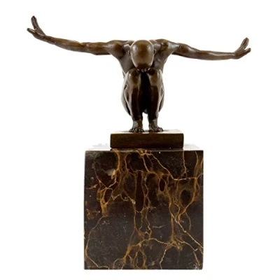 Image of Kunst &amp; Ambiente Modern Art Statue Bronze Figurine Mr. Universe signed Sculpture by Milo 100% Athlete Male Nude Trophy Height: 15 cm Home Accessories