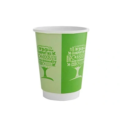 Image of Vegware Green Tree Double Walled Hot Drinks Cups 12oz / 340ml Case of 500