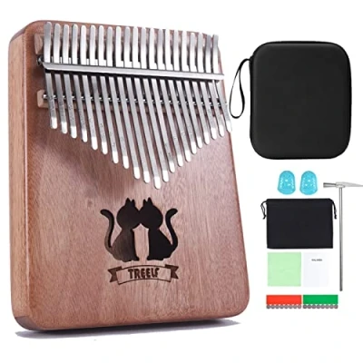 Image of TREELF Kalimba 21 Keys Thumb Piano Mbira Finger Gifts for Children and Adults Beginners (Wood Colour)