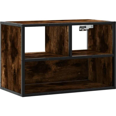 Image of vidaXL TV Cabinet Smoked Oak 60x31x39.5 cm Engineered Wood and Metal