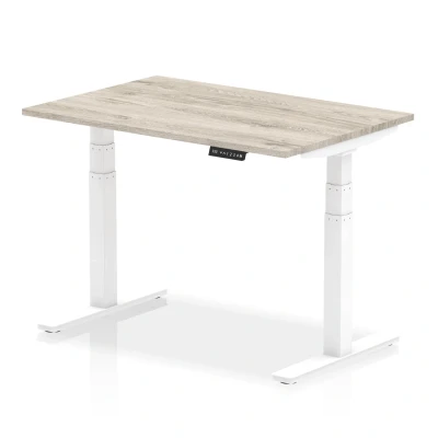 Image of Air 1200 x 800mm Height Adjustable Desk Grey Oak Top White Leg