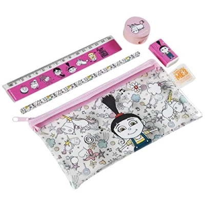 Image of Despicable Me 3 PVC Pencil Case Includes Ruler, Pencil, Sharpener &amp; Eraser Stationery Back to School Featuring Agnes Character Art