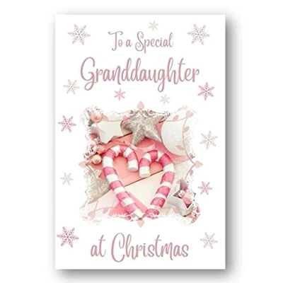 Image of Second Ave Granddaughter Christmas Pink Heart Xmas Holiday Festive Greetings Card