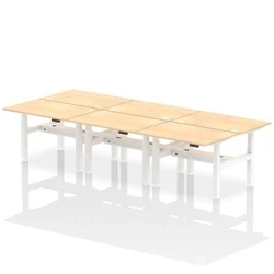 Image of Air B2B 1200x800mm Height Adjustable 6P Bench Desk CP Maple/White