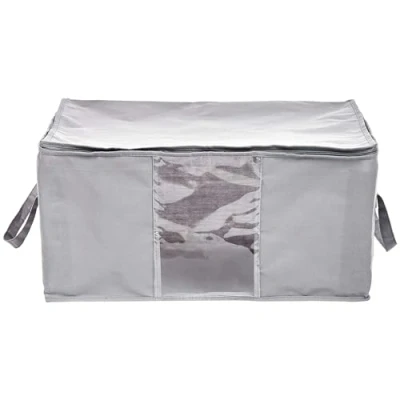 Image of Amazon Basics Zippered Storage Bags with Window, Grey, Clear, 59.9 x 44.7 28.7 cm