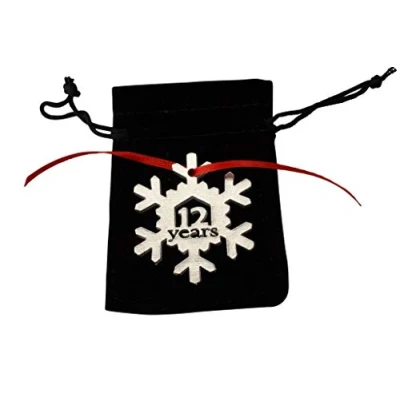 Image of 12 Years Cut Out Metal Snowflake Christmas Tree Hanging Decoration 12th Wedding Anniversary
