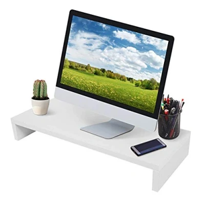 Image of Simple Wood Monitor Riser Large Stand,Stable PC Laptop Stand Shelf,Printer Riser,Computer for TV,PC,iMac,Notebook White