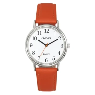 Image of Ravel Women&#039;s Round Brighter Days Silver Tone Watch (27mm case) Analogue Quartz R0140.18.2 Bright Orange/White Dial