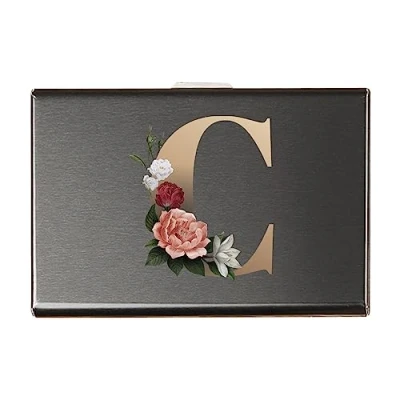Image of Metal Card Holder Wallet,Ultra Thin Stainless Steel Wallets RFID Blocking Credit Wallet for Men &amp; Women,Best Protector with 6 PVC Slots and Latch (gold C)