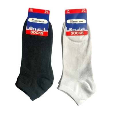 Image of SOCK 6 Pairs Mens Trainer, Ankle, White Black Sports, Low Cut Cotton Feel Man Plain Multipack
