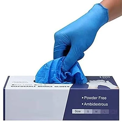 Image of Disposable Gloves Latex Free Nitrile Gloves, Pack of 100, Powder Free, Food Safe, Medical Grade (Large, Blue)