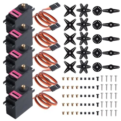Image of owootecc 5PCS Metal Gear High Speed Torque Servo Motor Digital 55g for RC Helicopter Arduino Mechanical Arm Airplane Car Boat Robot Controls DIY Project
