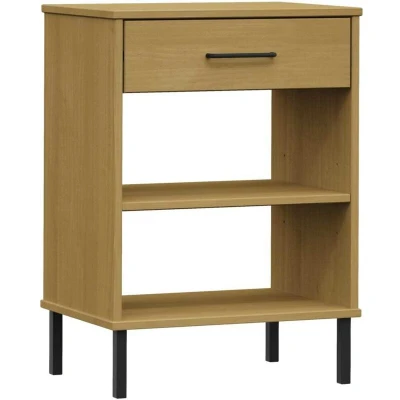Image of vidaXL Console Cabinet with Metal Legs Brown Solid Wood Pine OSLO