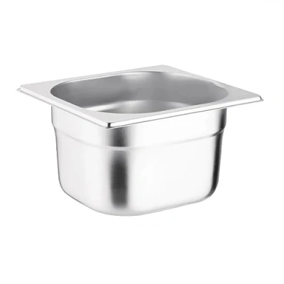 Image of Vogue Gastronorm Pan 1/6, Stainless Steel Tray, Depth: 100 mm, Capacity: 1.7 Litres, Hot and Cold Food Storage Container, Bain Marie Compatible, Lid Sold Separately, K991