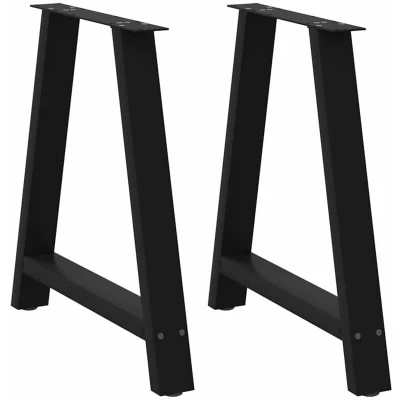 Image of vidaXL Dining Table Legs A Shaped 2 pcs Black 70x(72 73) cm Steel
