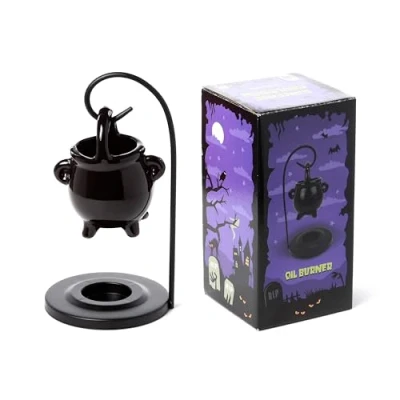 Image of Puckator Black Cauldron Hanging Oil Burner with Stand Living Room Accessories Wax Liquidizer Burners For Essential Oils Melt Holder Fragrance Scents Melter