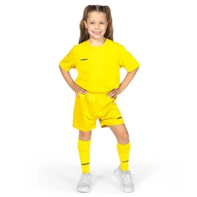 Image of FORZA Kids&#039; Classic Short Sleeve Football Kit Complete Set with Shirt, Shorts &amp; Socks for Boys Girls (UK, Age, 5 Years, 6 Regular, Yellow)