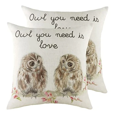 Image of Evans Lichfield Hedgerow Owls Cushions (Twin Pack) Multicolour Size 43 cm x