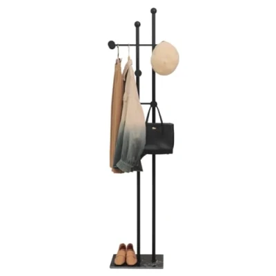 Image of Cre Cra Marble Clothes Rail, Sturdy Metal Coat Stand, Modern Rack for Clothes, Wardrobe Freestanding Jacket Stand Entryway, Living Room, Bedroom (Black)