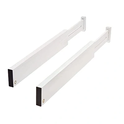 Image of iDesign 95296 EcoWood Pack of 2 Organiser Units, Paulownia Wood, Kitchen Drawer Dividers for Storing Cutlery and Utensils, White Wash, 57.91/6.35/4.06