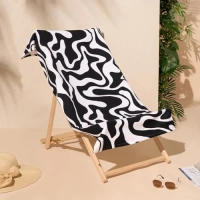 Image of Dreamscene Beach Towel Swirl Black, Quick Dry Microfibre Towels for Adults Kids Gym Swimming Pool Holiday Essentials, 71cm x 152cm