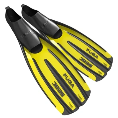 Image of SEAC Fuga, Diving Fins for Scuba Diving, Snorkelling and freediving with Foot Pocket, black, 5.5/6.5UK