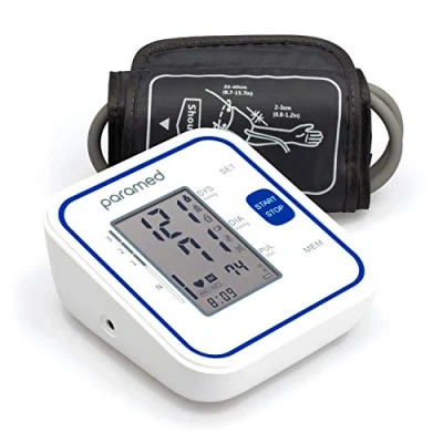 Image of PARAMED Blood Pressure Monitor: Automatic Upper Arm BP Monitor with Cuff 8.7&quot; 15.7&quot; Digital Machine &amp; Irregular Heartbeat Detection, 120 Readings Memory Large LCD Batteries Pouch Included