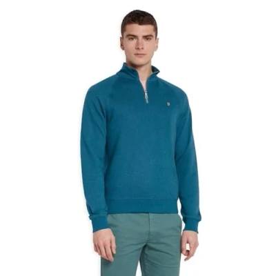 Image of Farah Men&#039;s Jim 1/4 Zip Sweatshirt (as8, alpha, xx_l, regular, Petrol Blue)