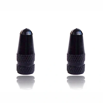 Image of Black presta Bike dust caps lightweight metal cycle valve
