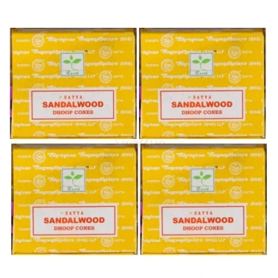 Image of Satya Sandalwood Incense Cone x4 pack, used for Aromatherapy, Spa, Yoga, Weddings, Reiki, Meditation, Healing by SAMASIA