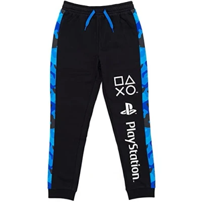 Image of PlayStation Lounge Pants For Boys Kids Blue Black Drawstring Camo Pyjamas Trouser Joggers Game Console Pjs Merchandise Gifts 11 12 Years