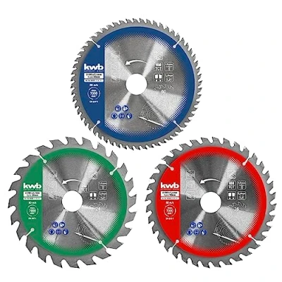Image of kwb 190mm Circular Saw Blade Set 30/20/16mm Arbor, for Wood and Building Materials, with Reducing Rings