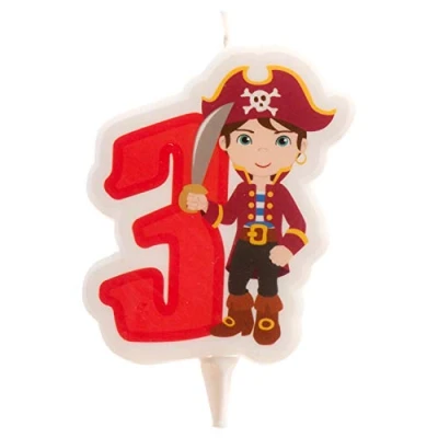 Image of Dekora 2D Pirate Birthday Candle for Children&#039;s Cakes Number 3