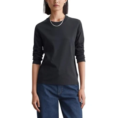 Image of Marc O&#039;Polo Denim Crewneck Interlock Long sleeved top, Women&#039;s, Size: Medium, Blue depths