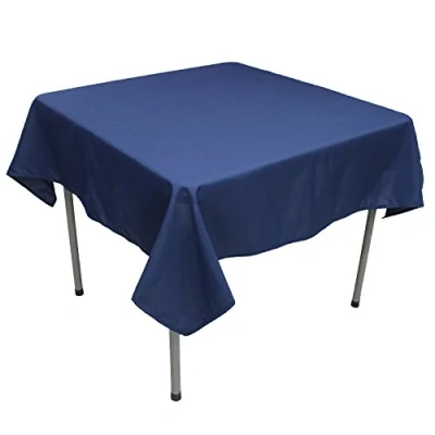 Image of KaitatsuSen Square Polyester Fabric Tablecloth, Navy Blue, 150x150 cm