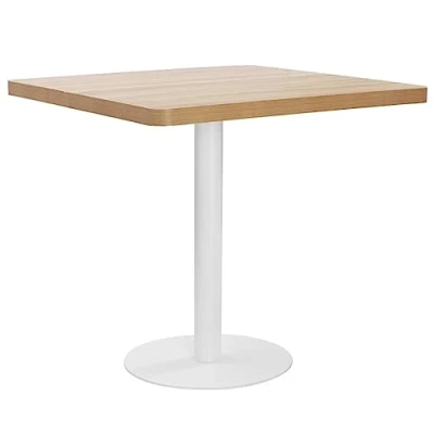 Image of vidaXL Bistro Table Coffee Shop Bar Dinner Dining Room Kitchen Restaurant Desk Stand Easy to Assemble and Clean Light Brown 80X80cm MDF