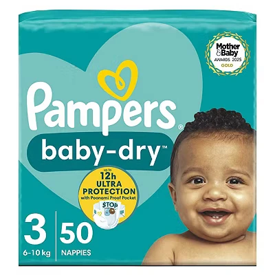 Image of Pampers Baby Dry Size 3 (Midi) Essential Pack 50 Nappies