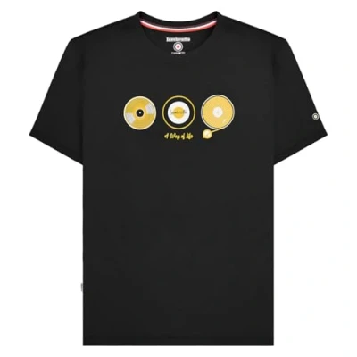 Image of Lambretta Mens Vinyl Short Sleeve Cotton Graphic T Shirt Black M