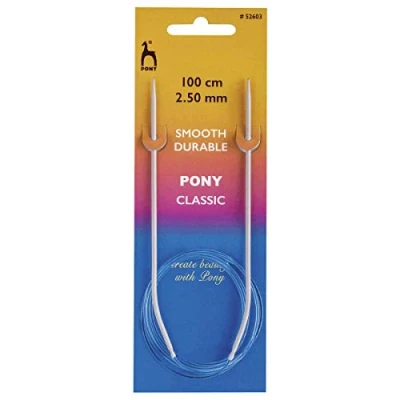 Image of Pony Knitting Pins: Circular: Fixed: Classic: 100cm x 2.50mm