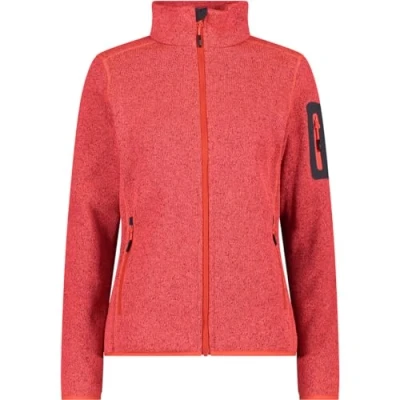 Image of CMP Women&#039;s Knit tech Jacket 3h14746 Fleece Jacket, Poppy Red Fluo Anthracite, 48