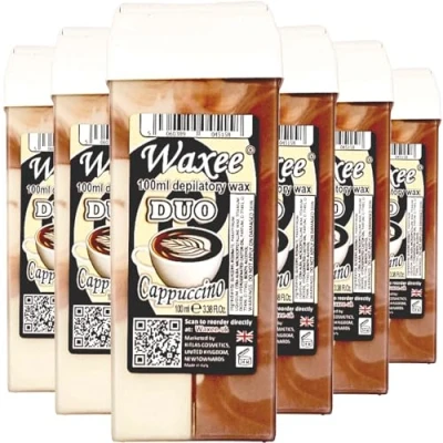 Image of Roll on wax roller cartridge 100ml, 6pcs Waxee DUO refill (Cappuccino)