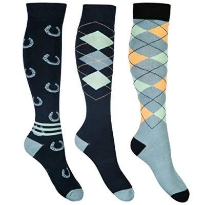 Image of HKM Sock Cardiff Dark Blue/Sage 12.5
