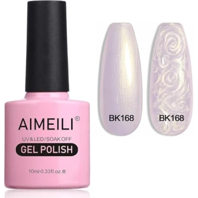 Image of AIMEILI Pearl Shell Gel Nail Polish, Polarized Glitter Shimmer Polish UV LED Soak Off Art Varnish Manicure Gift (168) 10ml