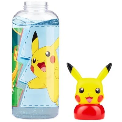 Image of Pokemon Water Bottle with 3D Pikachu Lid, 560ml Kids Travel Drinks