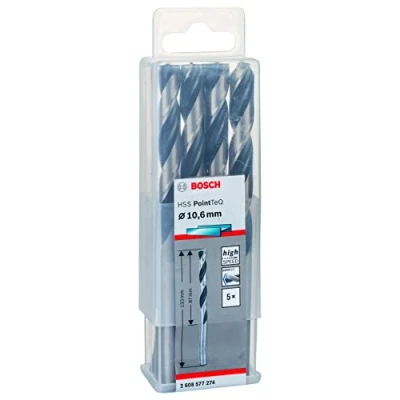 Image of Bosch Professional 5 Piece PointTeQ HSS Twist Drill Bit (for Metal, 10.6 x 87 133 mm, Driver Accessories)