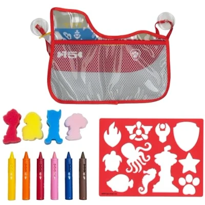 Image of Paw Patrol Bathtime Stencil &amp; Crayons Sea Patroller Set Bath Fun for Kids Aged 3 Years+