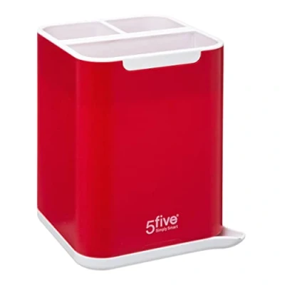 Image of 5 Five simply smart Cutlery Drainer with Removable Base Pouring Spout Red, Acrylonitrile Butadiene Styrene, cm
