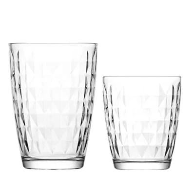 Image of LAV 12pc Clear Artemis Glassware Set Mixed Glass Highball Cocktail Gin Glasses and Water Whiskey Drinking Tumblers