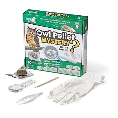 Image of Learning Resources Owl Pellet Mystery Science Kit, Animal Kit for Kids 8 12, with Fact Filled Guide, Learn About Biology and Dissect Pellets, 10 Experiments